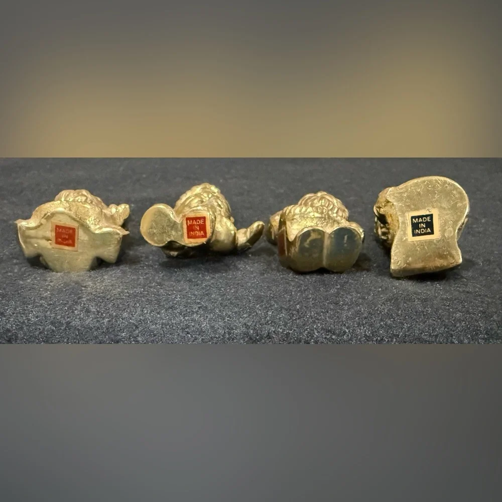 4pc Cute BRASS Santa CLAUS Christmas SANTAS
